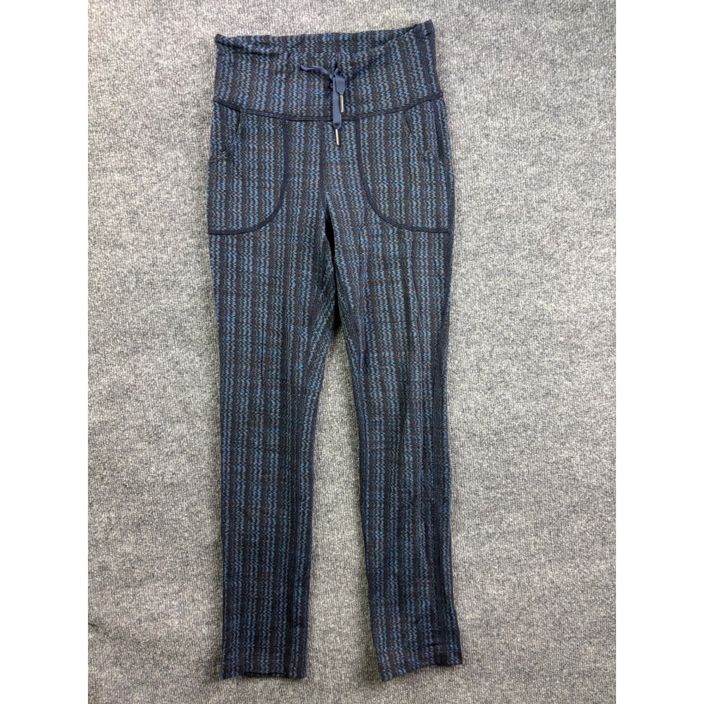 Lululemon Skinny Will Leggings Womens 4 Blue Black Chevron Space Dye High Rise